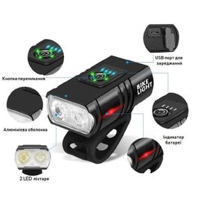 Мощные велосипедные фары BK02, Фонарь велосипедный с аккамулятором, Фара с акумулятором для велосипеда KT-53