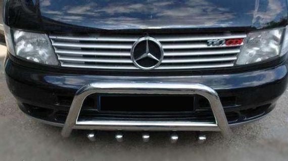 Накладки на решетку (10 частей, нерж) OmsaLine - Итальянская нержавейка для Mercedes Vito W638 1996-2003 гг | Зображення 1