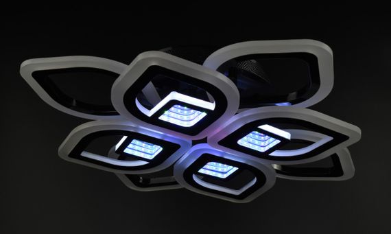 Люстра світлодіодна стельова LED світильник для квартири на стелю лед з пультом 26064 Чорний 10х44х44 см. | Зображення 5