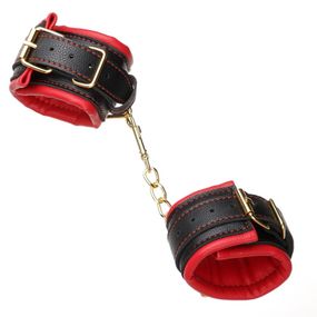 Наручники зі шкірозамінника, чорно-червоні