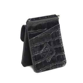 Шкіряний затискач для купюр Skin and Skin Кайман 11х7.5 см Чорний (SW04BLK)