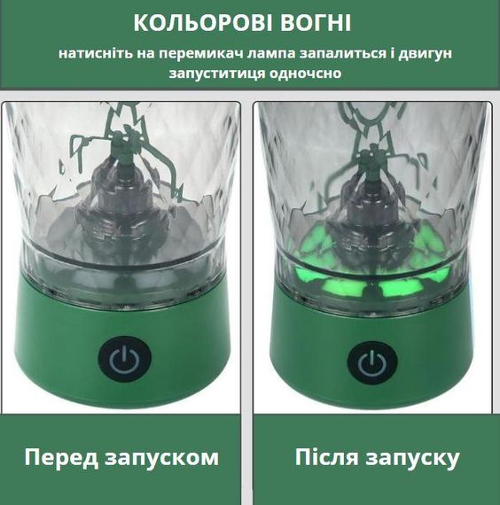 Зелений шейкер, що заряджається, 650 мл з LED-підсвічуванням і контейнером для суміші | Зображення 7