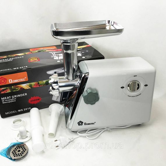 М'ясорубки надійні Domotec, Електрична м'ясорубка з додатковими насадками 'ясорубки для ковбасок NU-94 | Зображення 4