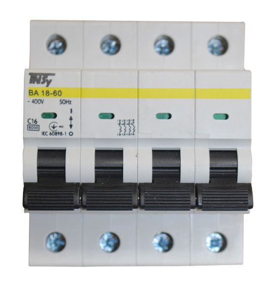 Автоматичний вимикач ВА18-60 4Р 16А 6кА х-ка C Ny95504760 | Зображення 1