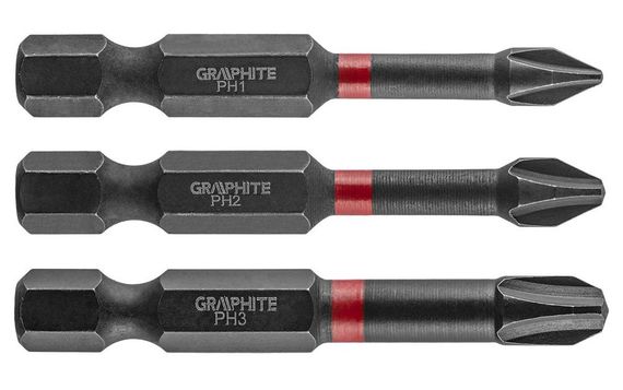 Биты  ударные GRAPHITE PH1/2/3 x 50 мм, 3 шт. (56H543)