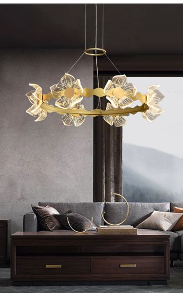 Люстра світлодіодна підвісна LED світильник для квартири на стелю лед 26303 Золото 25-130х75х75 см. | Зображення 5