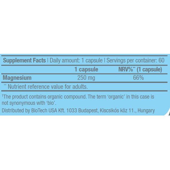 Мікроелемент Магній для спорту BioTechUSA Magnesium+Chelate 60 Caps | Зображення 1