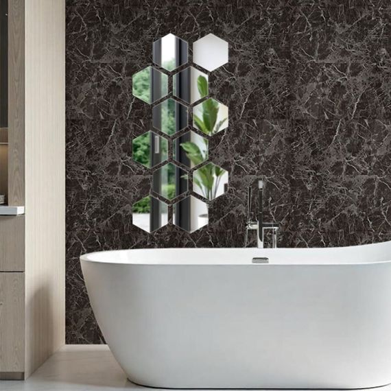 Дзеркальний декор акриловий самоклеючий 150*175мм срібло,12шт (D) SW-00002514 | Зображення 5