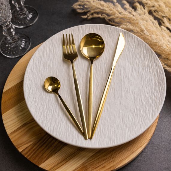 Набір столових приборів 24 предмети набір ложок виделок і ножів на 6 персон Золотистий HP-20-43 | Зображення 3