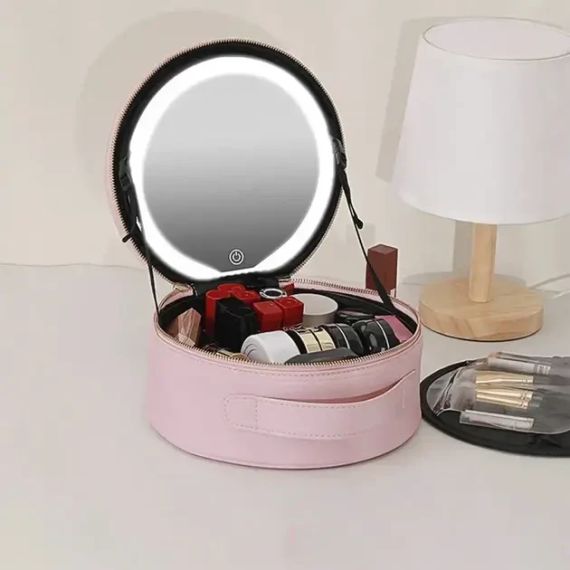 Косметичка-органайзер с LED зеркалом, 29х28х11 см/Дорожная косметичка | Зображення 3