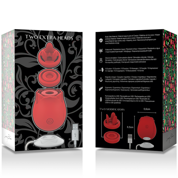 Вакуумный стимулятор клитора с дополнительными насадками 3 в 1 Rose Luxury edition, цвет: красный Mia (Испания) sexstyle | Зображення 6