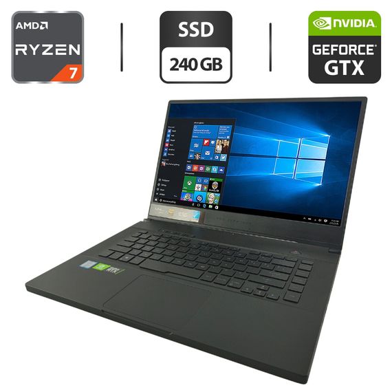 Ігровий ноутбук Asus ROG Zephyrus GA502DU / 15.6" (1920x1080) IPS / AMD Ryzen 7 3750H (4 (8) ядра по 2.3 - 4.0 GHz) / 16 GB DDR4 / 240 GB SSD / nVidia GeForce GTX 1660 Ti, 6 GB GDDR6, 192-bit б/в