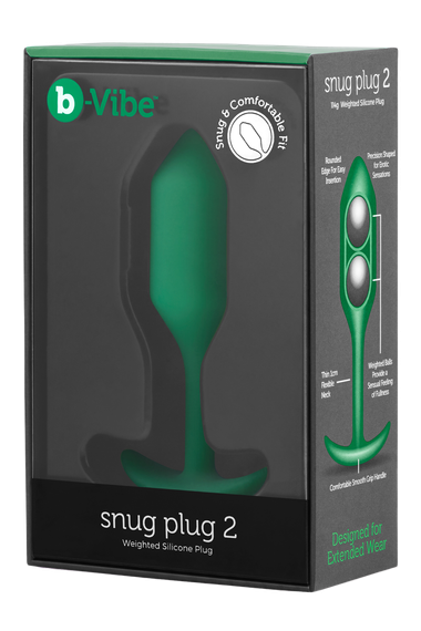 Анальна пробка із зміщеним центром ваги B-Vibe Snug Plug 2, силіконова, зелена | Зображення 8