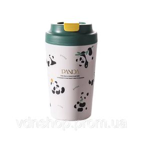 Термокружка Panda с фарфоровой колбой 380 мл Зеленая HP-14-12GR