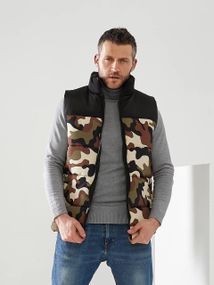 Мужской спортивный костюм на флисе теплый BS1591 цвет черный + хаки, размер XXL