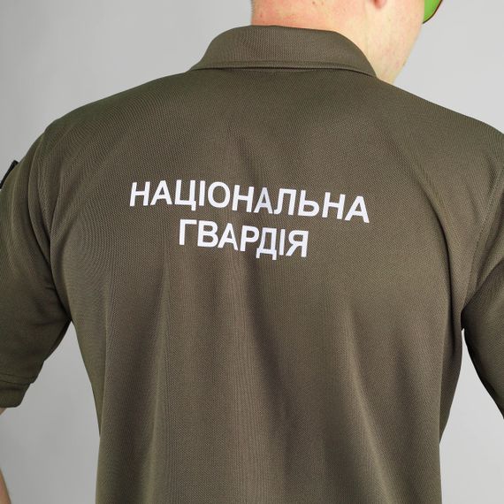 Футболка Поло НГУ вологовідводяча CoolPass з нанесенням олива | Зображення 4
