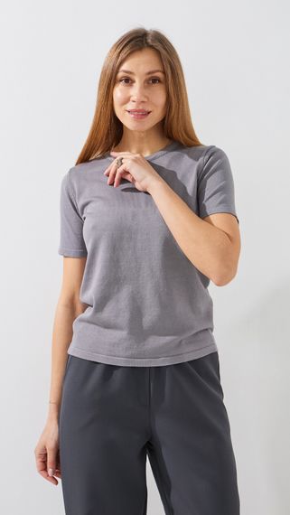 Футболка трикотажна однотонна жіноча GENUA G01137-0008 XL Сірий shop (2000999387494)