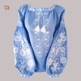 Рубашка Украинская вышиванка  555307311 цвет голубой размер XXL/3XL