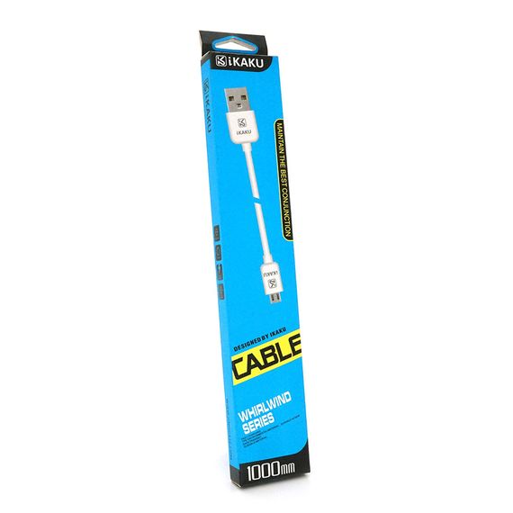 Кабель iKAKU XUANFENG charging data cable for micro, White, довжина 1м, 2, 1А | Зображення 1