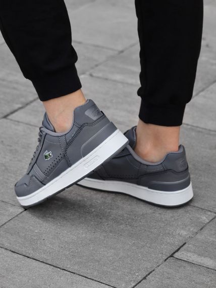 Демісезонні кросівки Lacoste натуральна шкіра + текстиль колір сірий, білий | Зображення 1