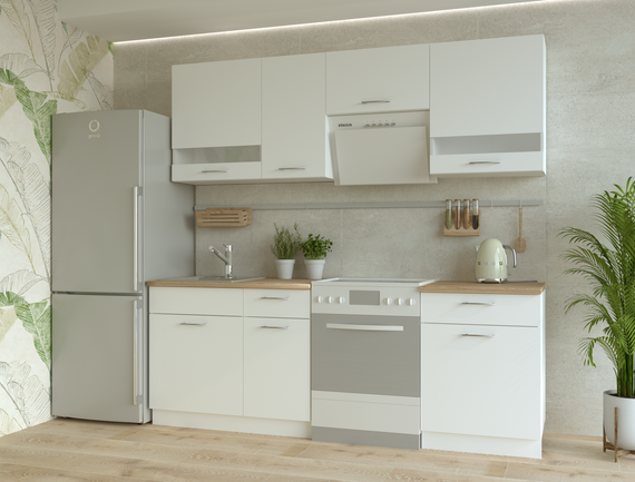 Кухня Лея Doros Белый гладкий / Сонома ДСП / вставки стекло 220х60х250 (80359337) | Зображення 3