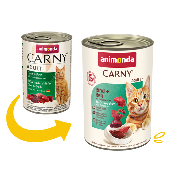 Корм вологий Carny Adult Beef Venison with Cowberries для дорослих котів з яловичиною олениною та брусницею 400 г | Зображення 1