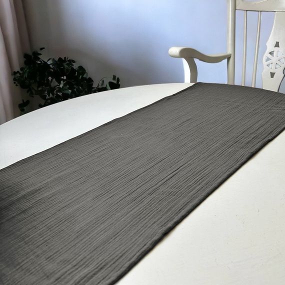 Ранер SoundSleep Muslin Graphite 40х180 см з рюшами (94331974) | Зображення 3