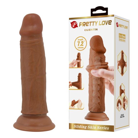 Фалоімітатор PRETTY LOVE QUENTIN 7.2(184mm) Sliding Skin Series TPR, Suction base Bendable Sex Aura | Зображення 1