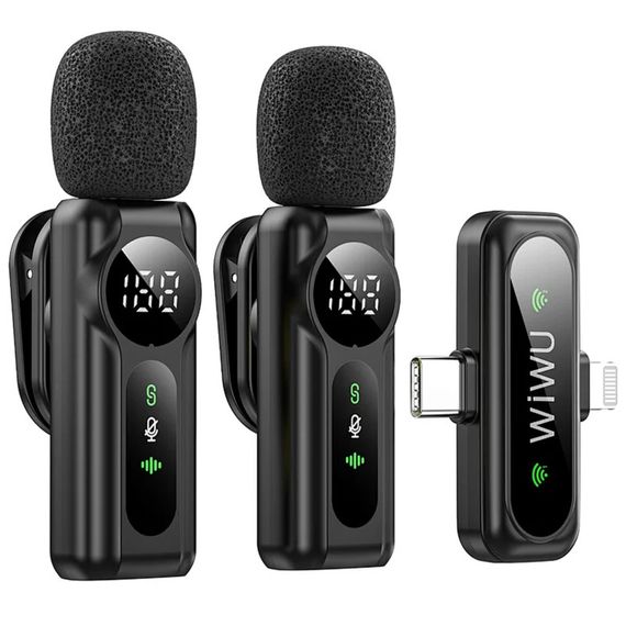 Петличный беспроводной микрофон WIWU WM007 Dual-mic (Lightning/Type-C) Black | Зображення 5