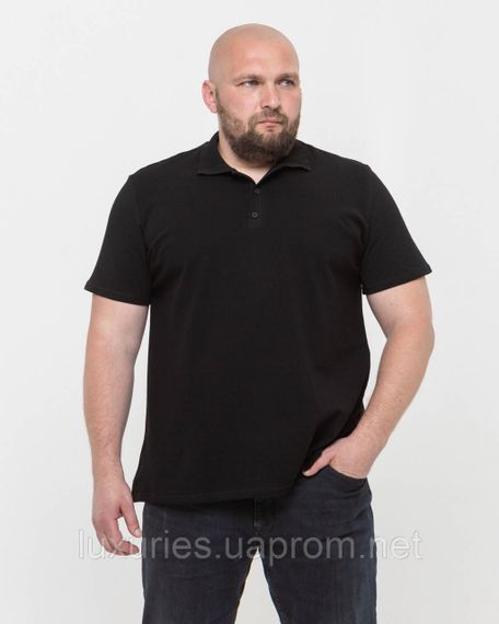 Футболка мужская ПОЛО  -  Черная с коротким рукавом 4XL