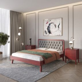 Односпальне дерев&#039;яне ліжко Mebigrand Токіо Махонь/Аляска 93 (Сірий) 80х200 см (MBG-11182)