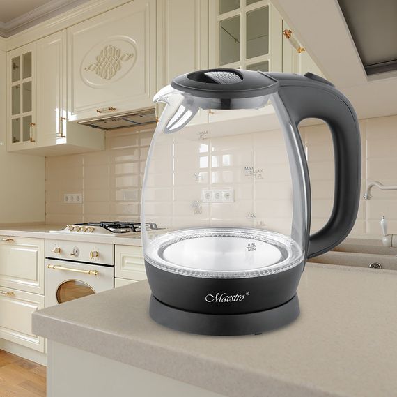 Електрочайник скляний Maestro MR-063-BLACK, 1.7 л, 2200 Вт, з підсвіткою | Зображення 1