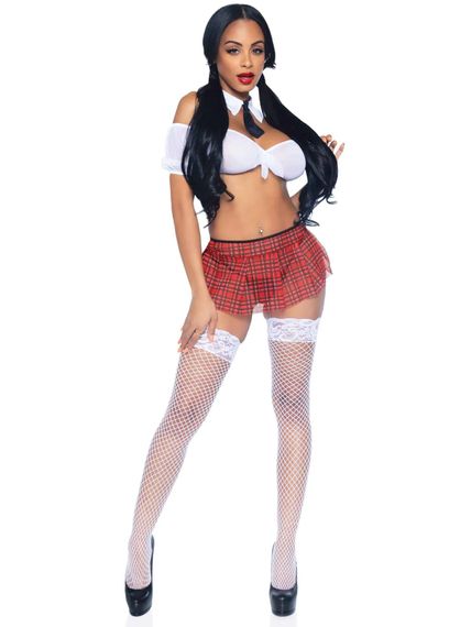 Рольовий костюм школярки Leg Avenue Roleplay Naughty School Girl One Size Червоно-білий | Зображення 6