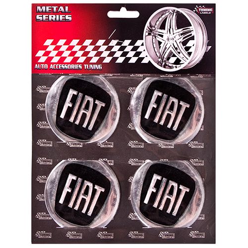 Наклейки на ковпаки "FIAT" чорні, діам. 60 мм (4 шт.)