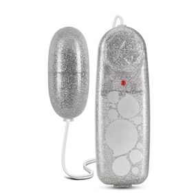 Виброяйцо с пультом управления B Yours с глиттером, серебристое Sex Aura