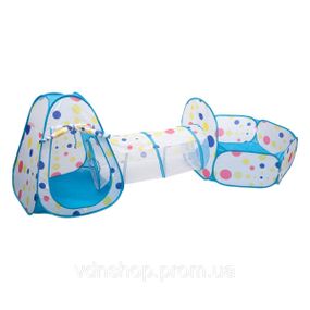 Намет дитячий 3 в 1 70×70×90 см ігровий намет з тунелем і басейном Блакитна HP-S-4NDBL
