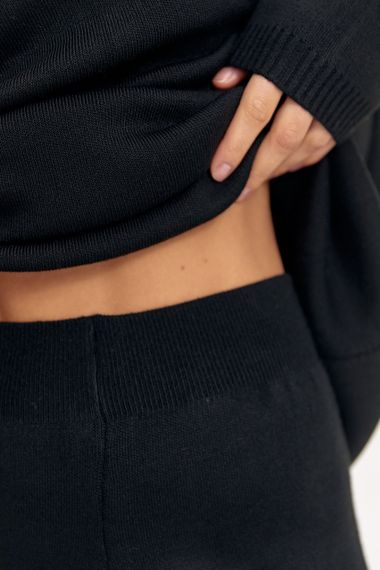 Теплий жіночий в'язаний костюм oversize - чорний цвет, ONE SIZE (є розміри) | Зображення 3