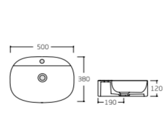 Раковина накладна Qtap Scorpio 500x380x120 мм, White, овальна, без донного клапана QT14116533W | Зображення 1