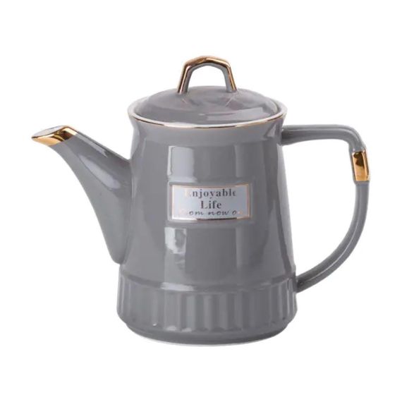 Чайний набір на 6 персон (з заварювальним чайником та порцелянаовою підставкою), сірий HP-15-5 | Зображення 1