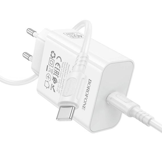 МЗП Borofone BA109A Star PD40W (1USB-C) + кабель Type-C to Type-C White | Зображення 3