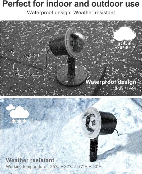 Лазерний проєктор для вулиці LED "Білі сніжинки" OxaOxe SW-PL-5, до 20 м. | Зображення 4