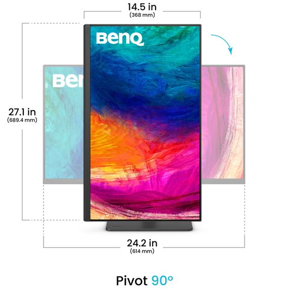 TFT 27" BenQ PD2706QN, QHD, IPS, HDMI, DP, USB-C, HAS, Pivot, колонки, темно сірий | Зображення 9