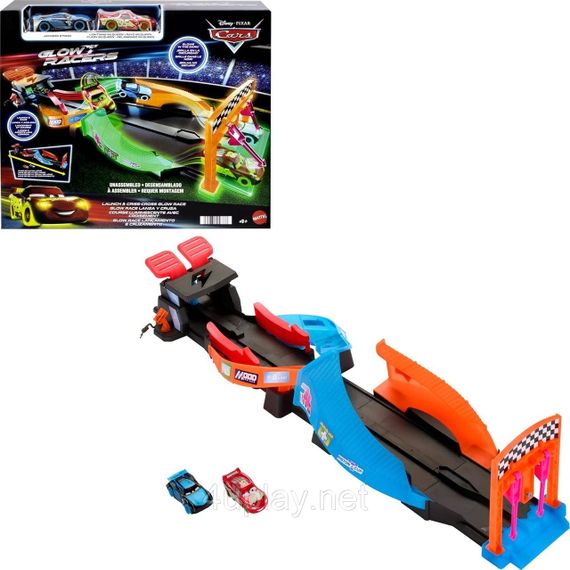 Трек Тачки Перекрестный запуск, светится в темноте Оригинал Disney Cars Glow Racers Launch & Criss-Cross