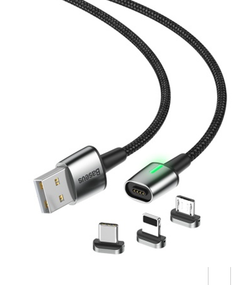 Магнітний кабель 3in1 Baseus Zinc Magnetic Cable Kit (iPhone /MicroUSB/Type-C)