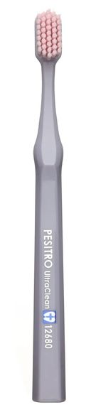 Зубна щітка Pesitro 12680 FeatherSoft сіра з рожевим (найм’якша із серії Premium)