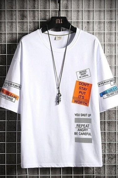 Футболка мужская с принтом повседневная S Белая