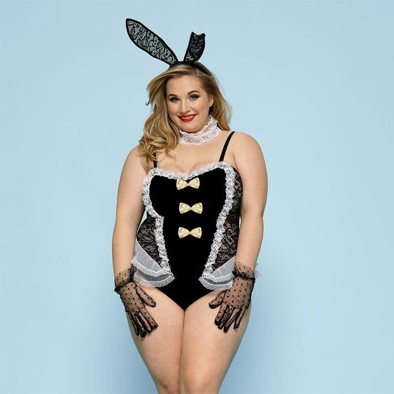 Эротический костюм зайки JSY «Страстная Мэдисон» Plus Size, Black, боди, ушки, перчатки, хвост, чоке sexstyle