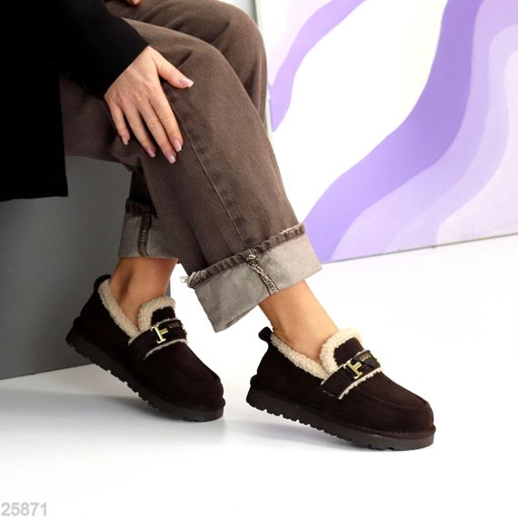 Модні теплі уггі автоледі натуральна замша колір Шоколад | Зображення 1