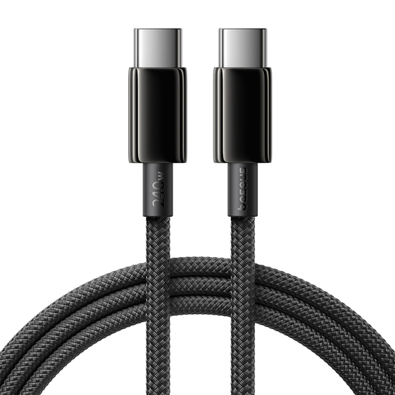 Кабель Baseus Tungsten Gold Air Fast Charging Data Cable Type-C to Type-C 240W 1.2m Чорний