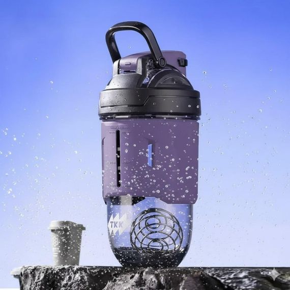 Спортивный шейкер TKK (700 мл) - Фиолетовый Tritan BPA-free, ударопрочный, с венчиком для смешивания | Зображення 4